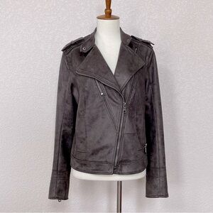 L’atelier faux suede lined brownish grey motorcycle jacket sz S